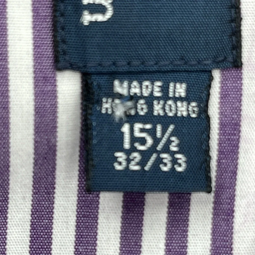 Polo Ralph Lauren Men's Button Up Shirt Sz 15 1/2 32/33 Purple/White Stripe - Picture 7 of 8